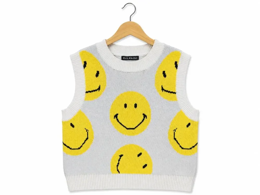 Over Kleshas Smiley Face Sweater Vest Size L/XL